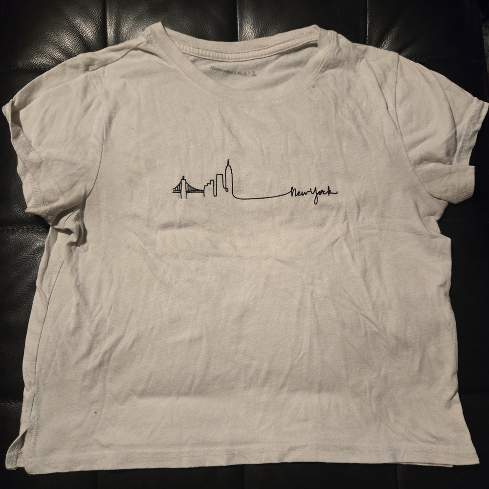 A&F White New York Skyline T-Shirt